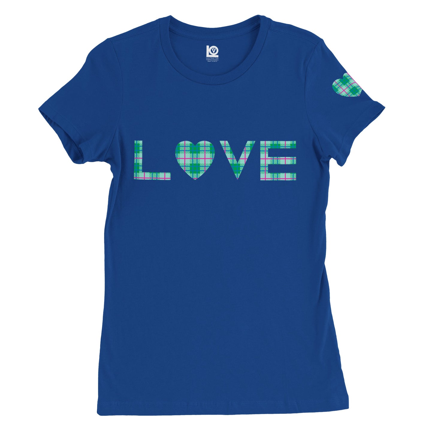 Plaid Love Teal T-shirt Women's